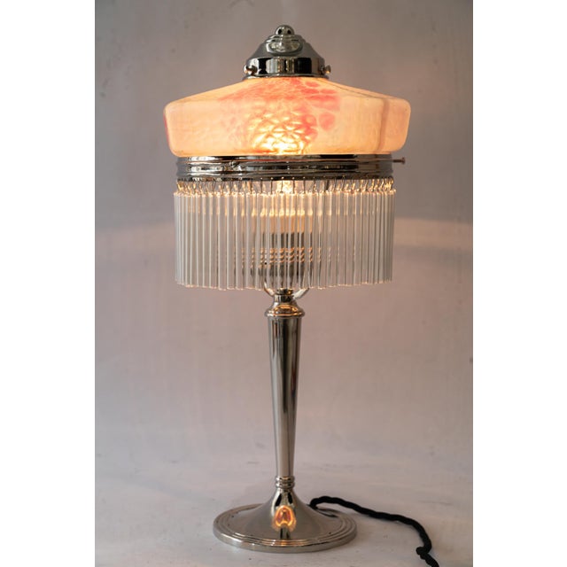 Art Deco Nickel-Plated Table Lamp with Glass Shade from Palme Koenig, 1920s For Sale - Image 18 of 18