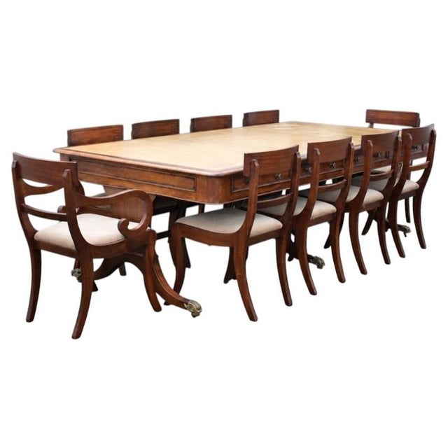1920s Vintage Mahogany Boardroom Table and Chairs, 1920, Set of 11 For Sale - Image 5 of 5