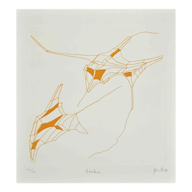 Achille Perilli, Phrases, Sombre, Etching, 1999 For Sale