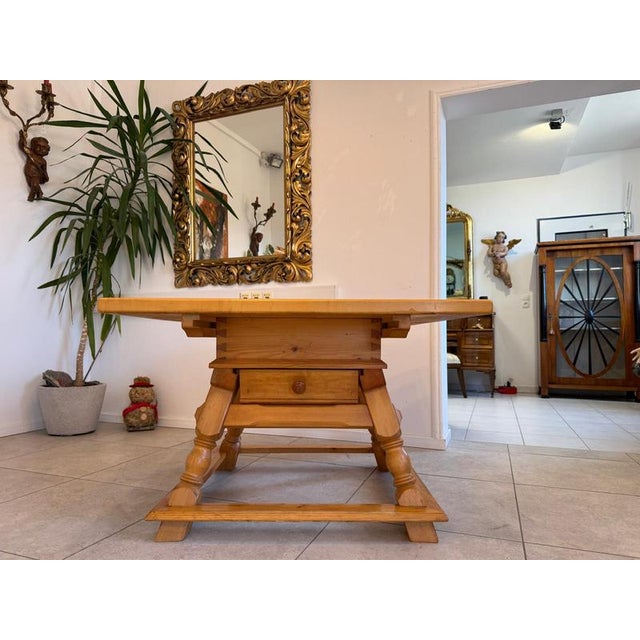 Rustic Farmhouse Table, Charming Farmhouse Dining Table, Dimensions: Height x Width x Depth 73 x 110 x 110 cm. For sale is...