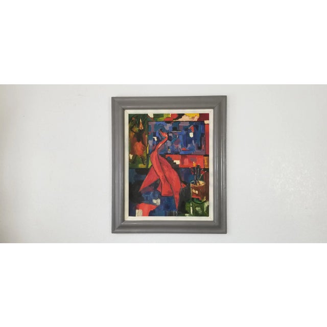 1970 Vintage D Ford Cubist Shape Colorful Painting For Sale - Image 13 of 13