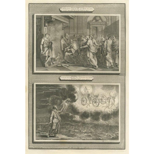 Pieter Mortier, Jehoiakim Burns Jeremiah's Scroll and Ezekiel's Vision, 1700, Engraving For Sale - Image 12 of 12