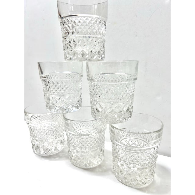 Vintage Cut Crystal Old Fashioned Glasses – Set of 6 Diamond Cut Whiskey Tumblers For Sale - Image 4 of 7