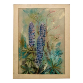 Henry Emil Salloch Original Pastel on Paper Meadow Study of Purple Lupines. For Sale