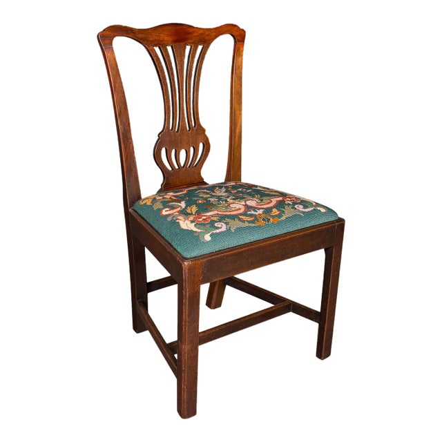 1800's Antique Embroidered Side Chair For Sale