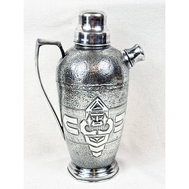 Early 20th Century Vintage .900 Silver Pre-Columbian Design Cocktail Shaker For Sale - Image 5 of 12