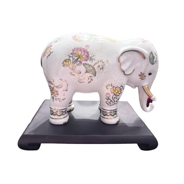 Asian Style Vintage Franklin Mint Imperial Elephant of Wisdom Figurine Decor Collectable Stand For Sale - Image 4 of 10