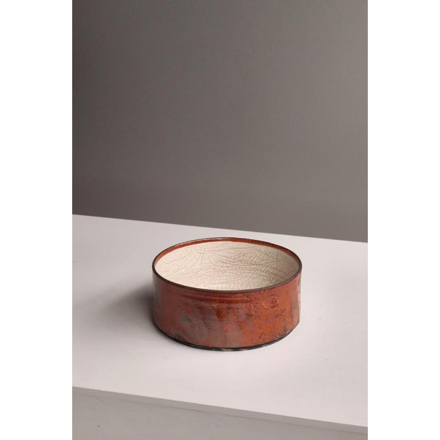 2000 - 2009 Large Scandinavian Modern Raku-Fired Stoneware Bowl by Inger Rokkjær, 2003 For Sale - Image 5 of 17