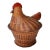 1960s Vintage Chicken Folk Art Wicker Wood Bamboo Lidded Basket For Sale