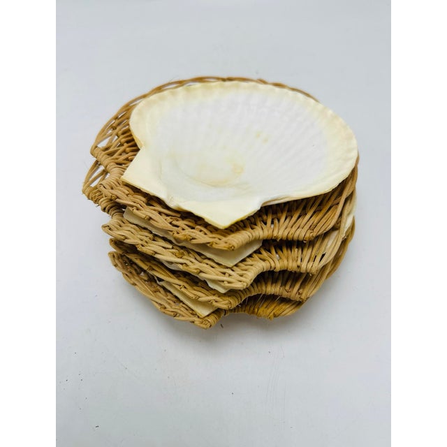 Vintage Shell and Wicker Serving Pieces For Sale In Charleston - Image 6 of 8