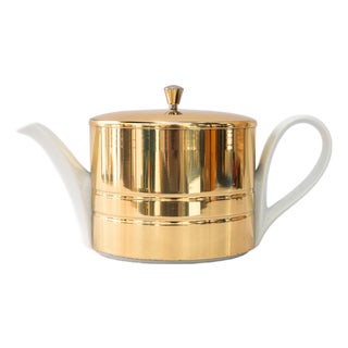 Ceramic Thermos Can with Brass Cover, 1950s For Sale