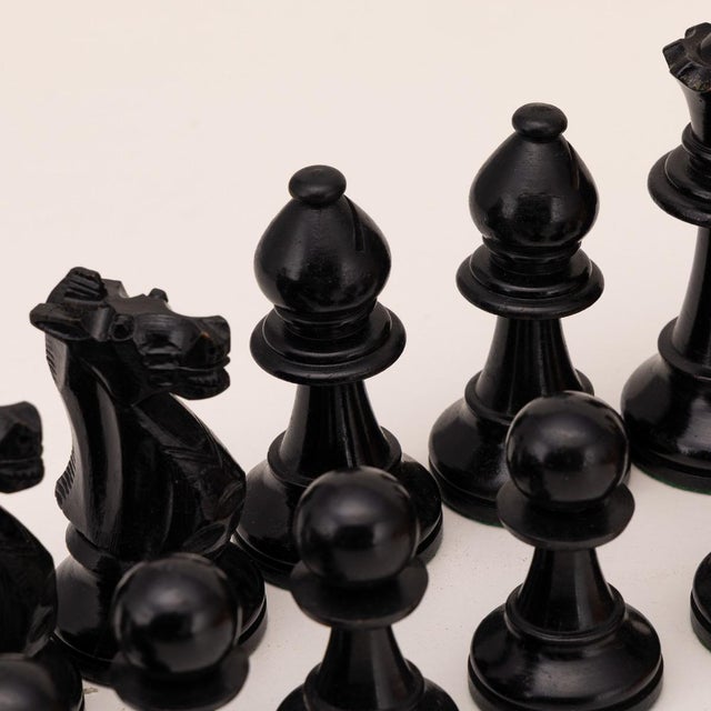 Metal Antique English Cased Chess by Staunton, 1950, Set of 33 For Sale - Image 7 of 16