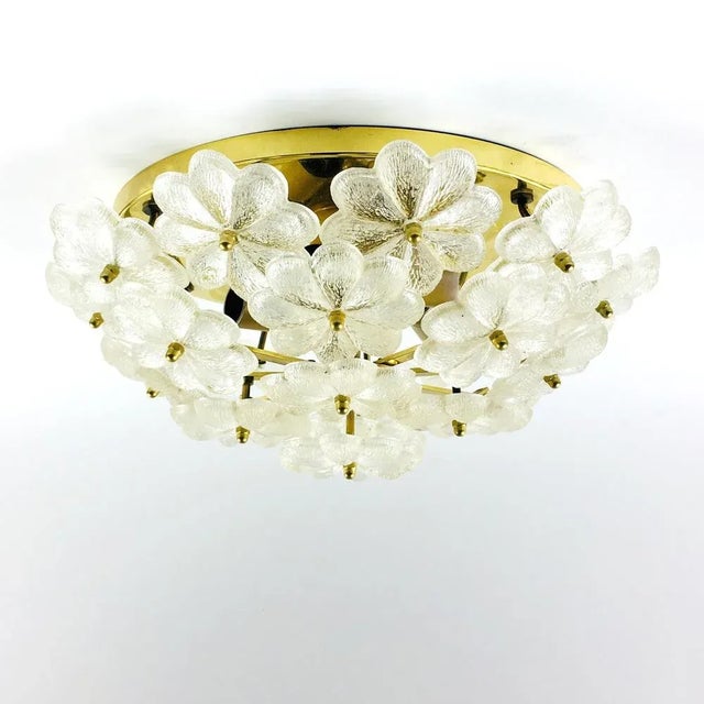 Large Mid-Century Modern Floral Ceiling Light in Murano Glass by Ernst Palme, Germany, 1970s For Sale - Image 4 of 14