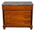 French 1930s Empire Style Walnut Commode with Grey Marble Top and Black Columns For Sale