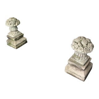 Poured Cement Baskets of Fruit a Pair For Sale
