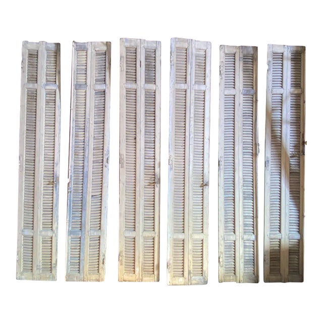 Antique Tall French Painted Shutters From a Chateau in Provence -A Pair For Sale