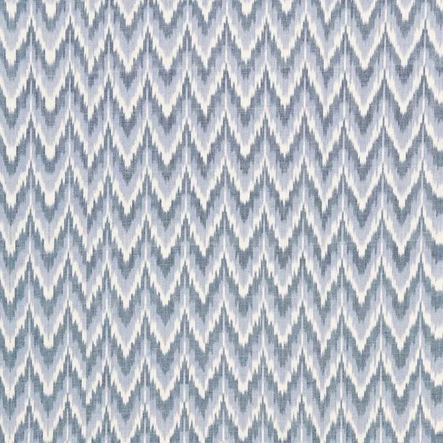 Sample- Schumacher Adari Cotton Ikat Fabric in Denim For Sale