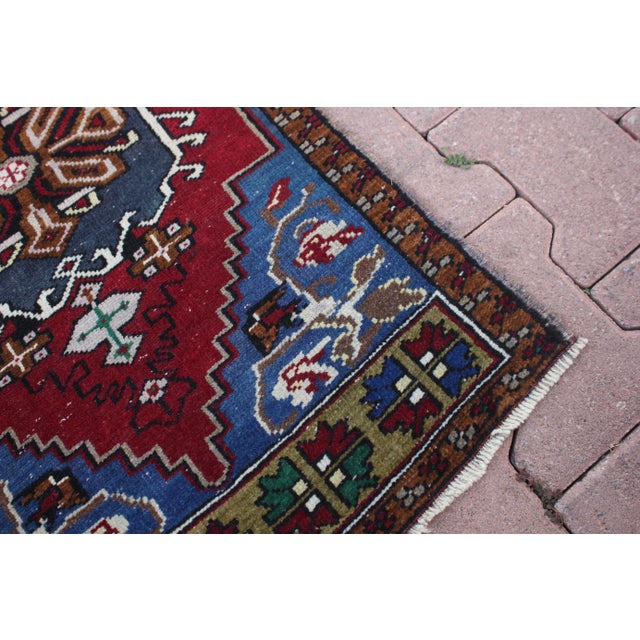 Blue 1990s Turkish Blue Medallion Yastik Rug For Sale - Image 8 of 13