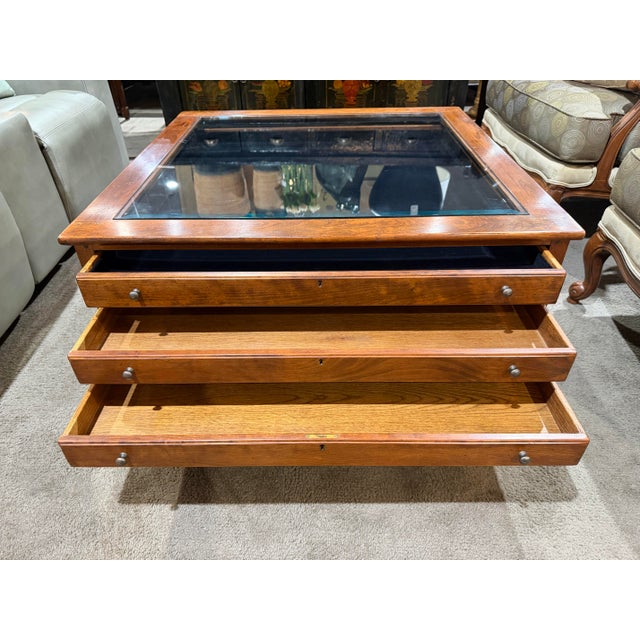 Bob Timberlake Glass Top Curio Style Coffee Table With 3 Drawers For Sale In Las Vegas - Image 6 of 7