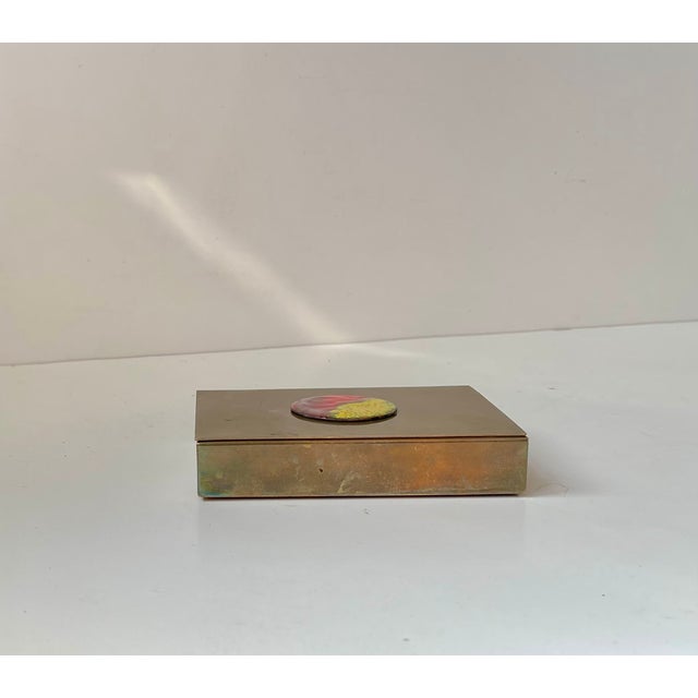 Art Deco Cigar Box in Brass and Enamel, 1930s For Sale - Image 9 of 9