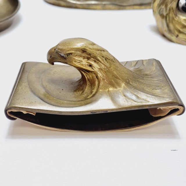 Art Deco Brass Desk Set with Stylized Eagle Heads, 1920s, Set of 5 For Sale - Image 11 of 18