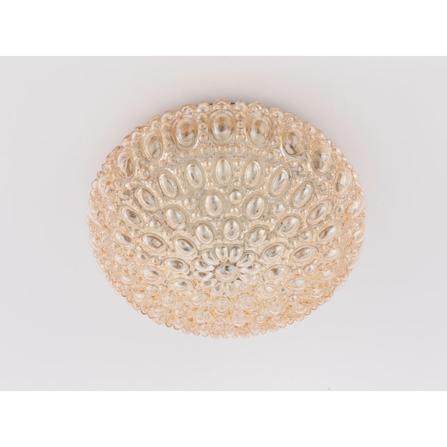 Glass 1960s Helena Tynell Glashutte Limburg Flush Mount Amber Bubble Glass For Sale - Image 7 of 10