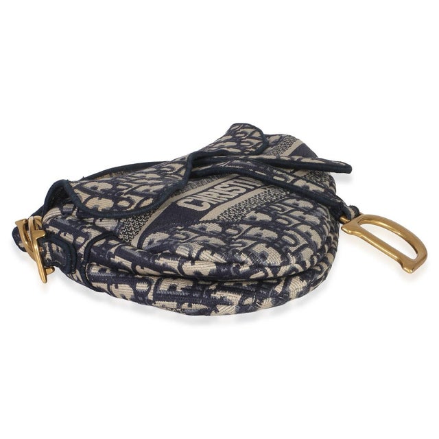 Blue Oblique Embroidered Medium Saddle Bag For Sale In New York - Image 6 of 8
