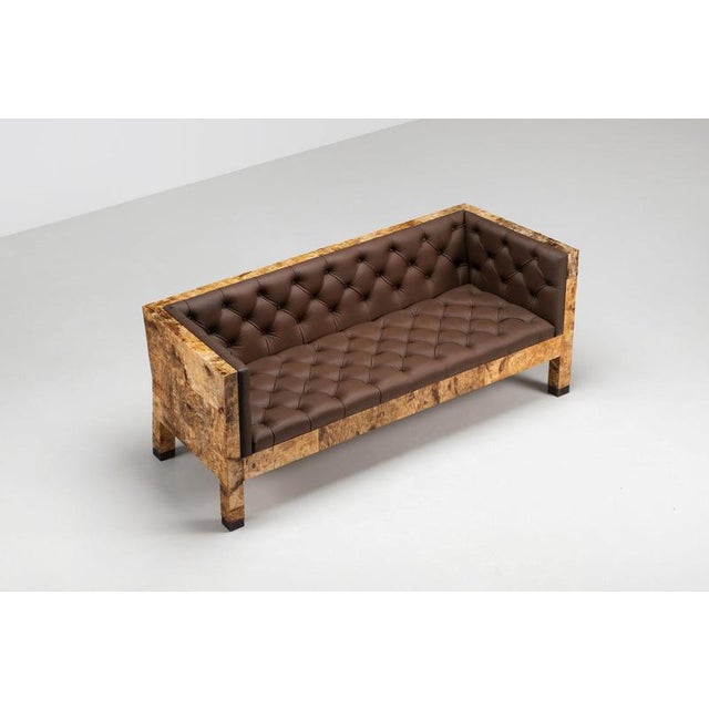 Modern Sculptural Birchwood Sofa in Birch Bark and Leather from Werner Neumann, the Netherlands, 2010 For Sale - Image 3 of 18