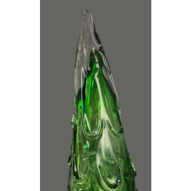 Green Hand Blown Italy Art Glass Green Christmas Tree 16.5'' High For Sale - Image 8 of 10