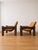 Brutalist Vintage Oak and Orange Velvet Armchairs, 1979, Set of 2 For Sale - Image 3 of 8