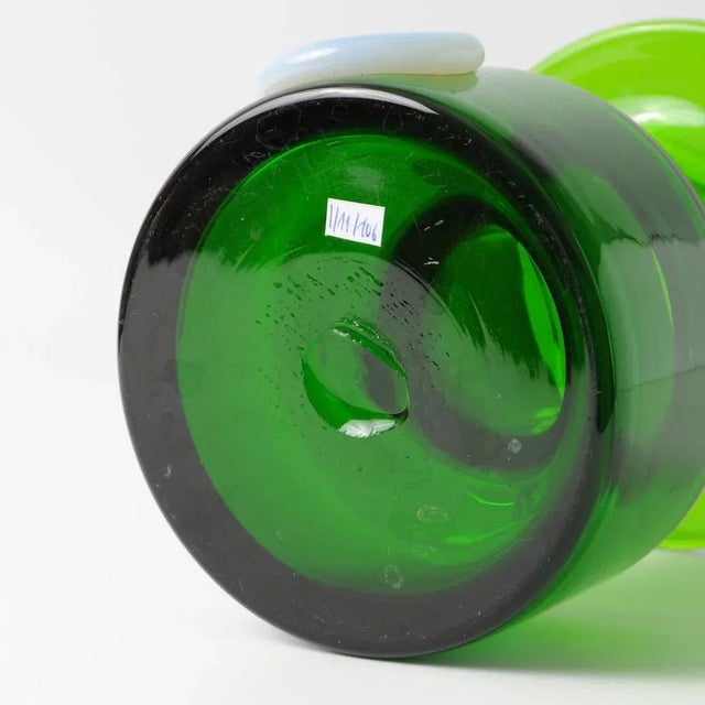Belgian Green Glass Vase from Boussu, 1970s For Sale - Image 9 of 11