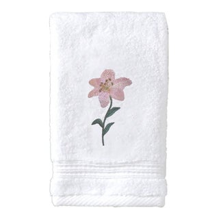Starburst Lily Pink Terry Guest Towel, Embroidered For Sale