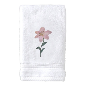 Starburst Lily Pink Terry Guest Towel, Embroidered