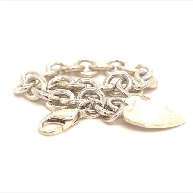 Silver 1990s Tiffany & Co Estate Bracelet with Heart Charm Sterling Silver 7" For Sale - Image 8 of 9