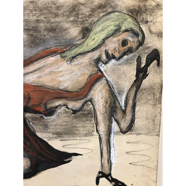 Mid Century Ink Wash Female Figure Original Vintage Nyc Artist For Sale - Image 4 of 7