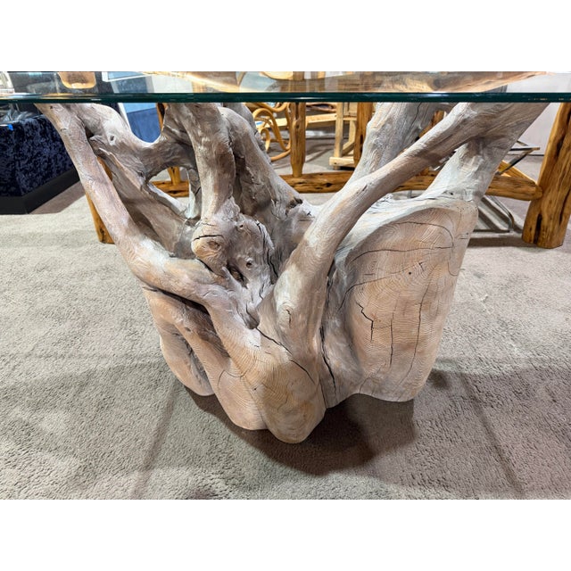Early 21st Century Driftwood Console Table With Glass Top For Sale - Image 5 of 5