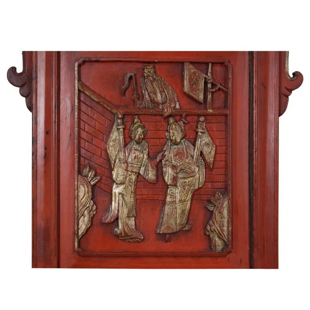 Late 19th Century Antique Chinese Open Carved Red Lacquered Wash Basin Stand For Sale - Image 4 of 10