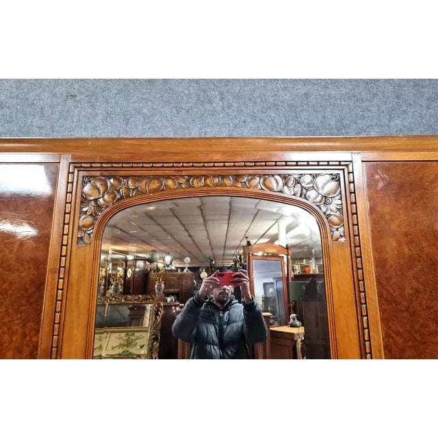 Large Art Deco Wardrobe in Burl Wood, 1920s For Sale - Image 4 of 8