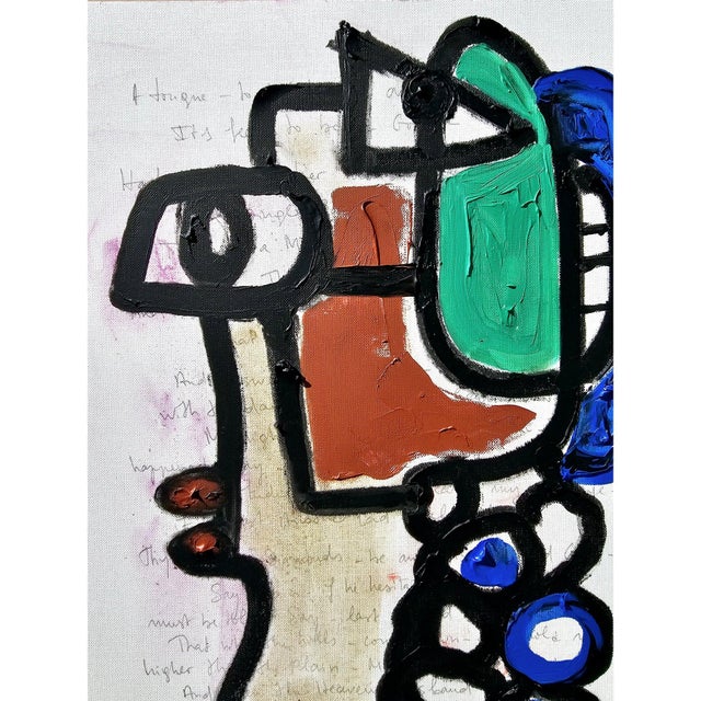 Abstract One-of-a-Kind 'Portrait of a Woman' - Abstract Figurative Original Oil Painting in the Style of Pablo Picasso For Sale - Image 3 of 6