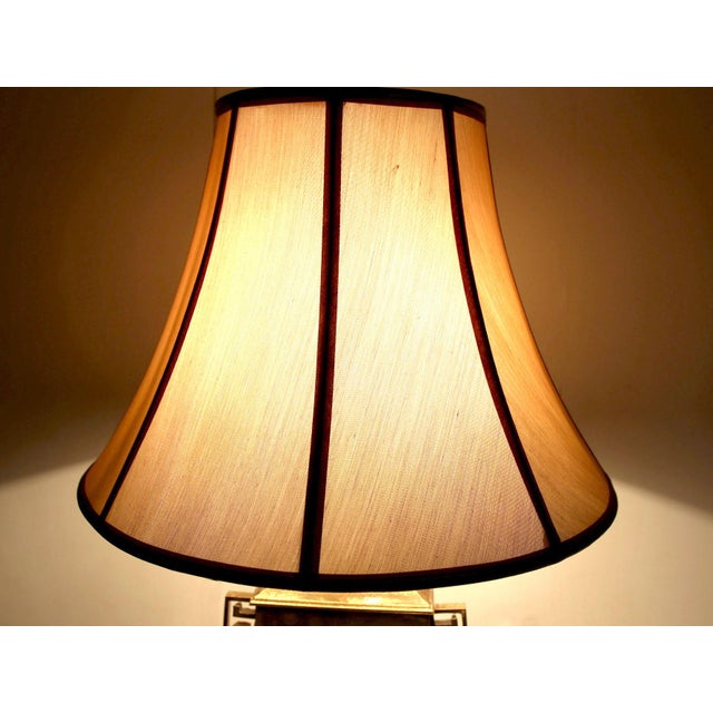 Brass Mid-Century Hollywood Regency Chinoiserie Brass Table Lamp With Greek Key Handles For Sale - Image 8 of 11