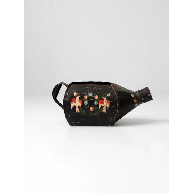 1940s Vintage Folk Art Painted Watering Can For Sale - Image 5 of 7