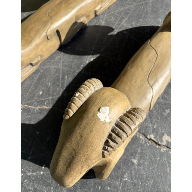 Late 20th Century Double Rams Head Glass Coffee Table For Sale - Image 5 of 13