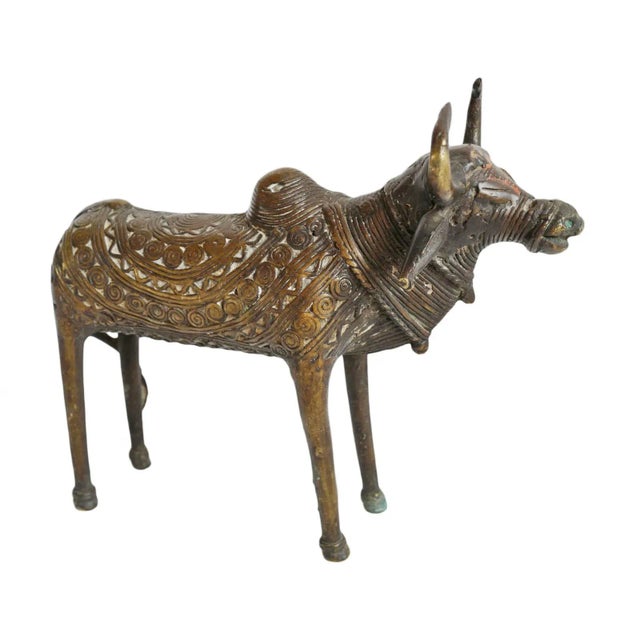 Brass Vintage Brass Tribal India Brahma Cow For Sale - Image 8 of 8