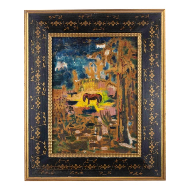 Sirio Pellegrini, Grazing Horse, Oil Painting, 1960s For Sale