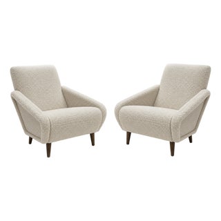 Wool Armchairs in the Style of Gio Ponti, Set of 2 For Sale