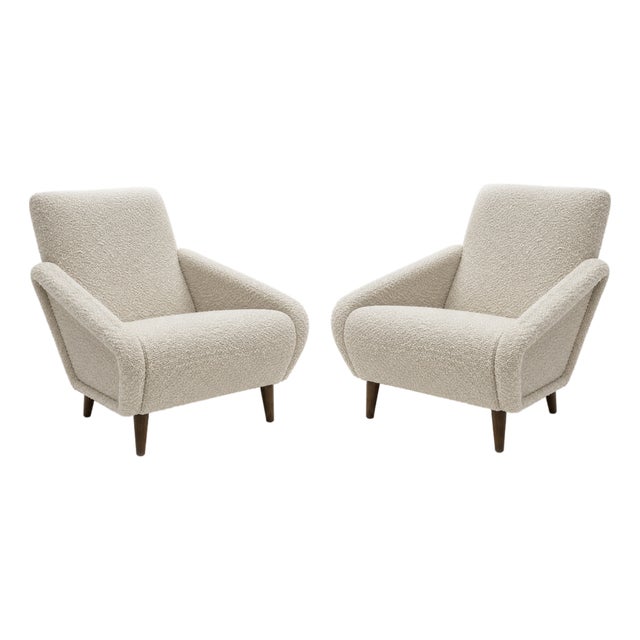 Wool Armchairs in the Style of Gio Ponti, Set of 2 For Sale