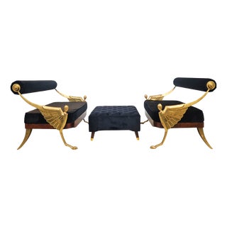 Bronze and Velvet Atlantis Sofas with Ottoman by Mark Brazier-Jones, 1970s, Set of 3 For Sale