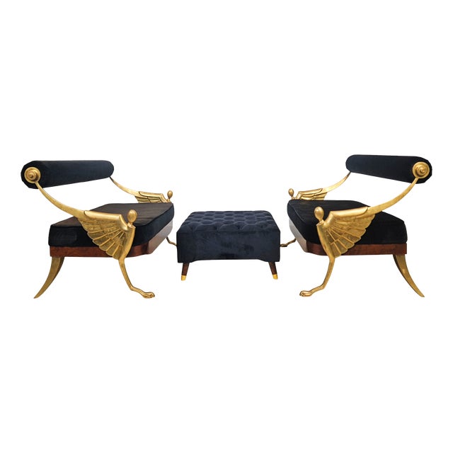 Bronze and Velvet Atlantis Sofas with Ottoman by Mark Brazier-Jones, 1970s, Set of 3 For Sale