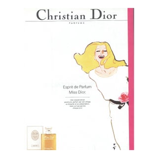1985 Vintage French Christian Dior Perfume Advertisement Print For Sale
