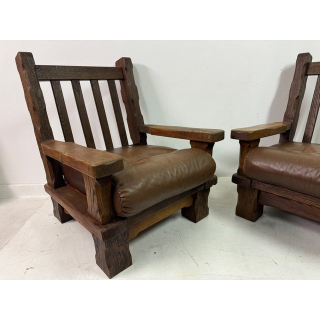 1960s Set of Brutalist Oak Armchairs, 1960s For Sale - Image 5 of 18